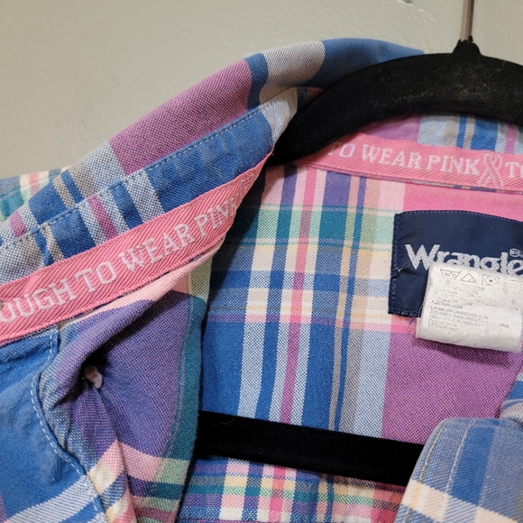 Vintage Wrangler Plaid Breast Cancer Shirt - Picture 5 of 9